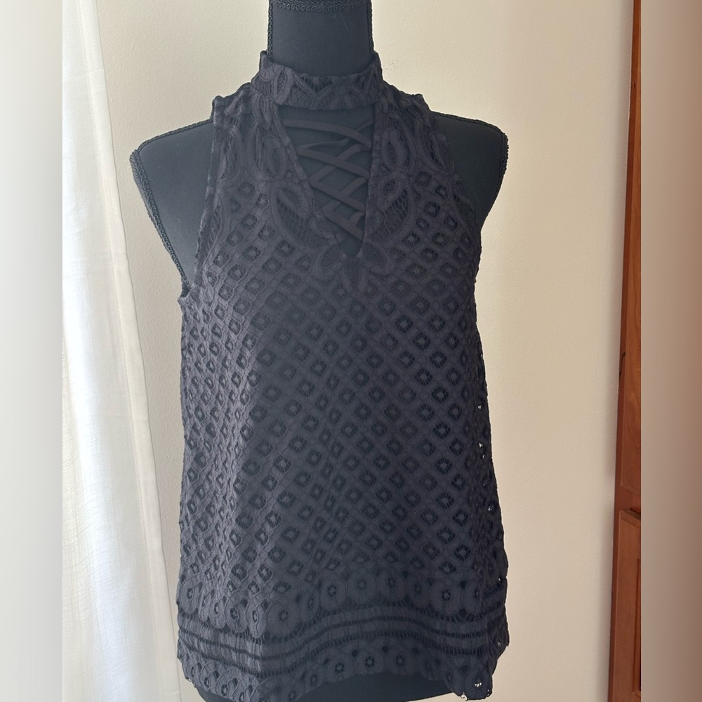 love, Fire Black Lace Tank Top